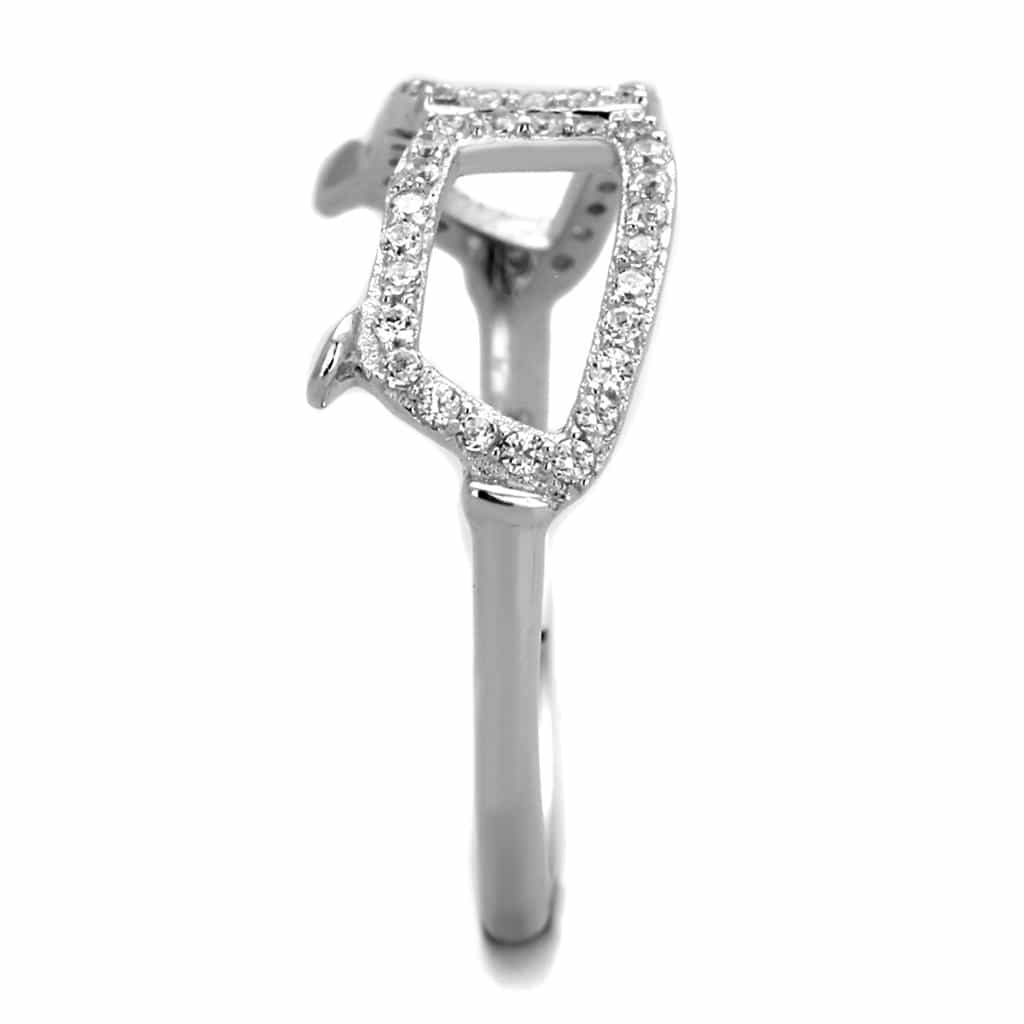 Sterling Silver CZ Pave Rectangle Open Geometric Ring view 8