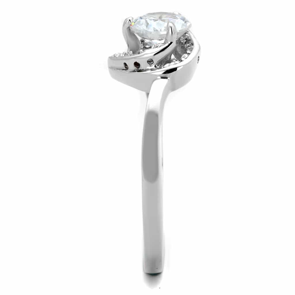 Sterling Silver CZ Round Heart Bezel Pave Ring view 8
