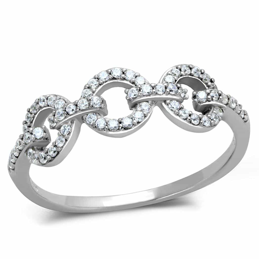 Sterling Silver CZ Double Circle Infinity Link Ring view 10