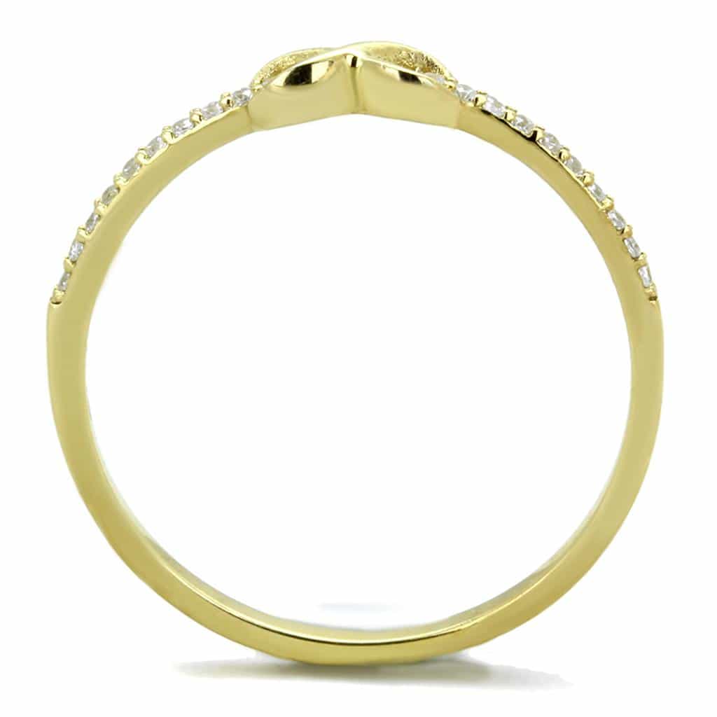 Sterling Silver Gold Two Tone CZ Infinity Knot Thin Ring view 6