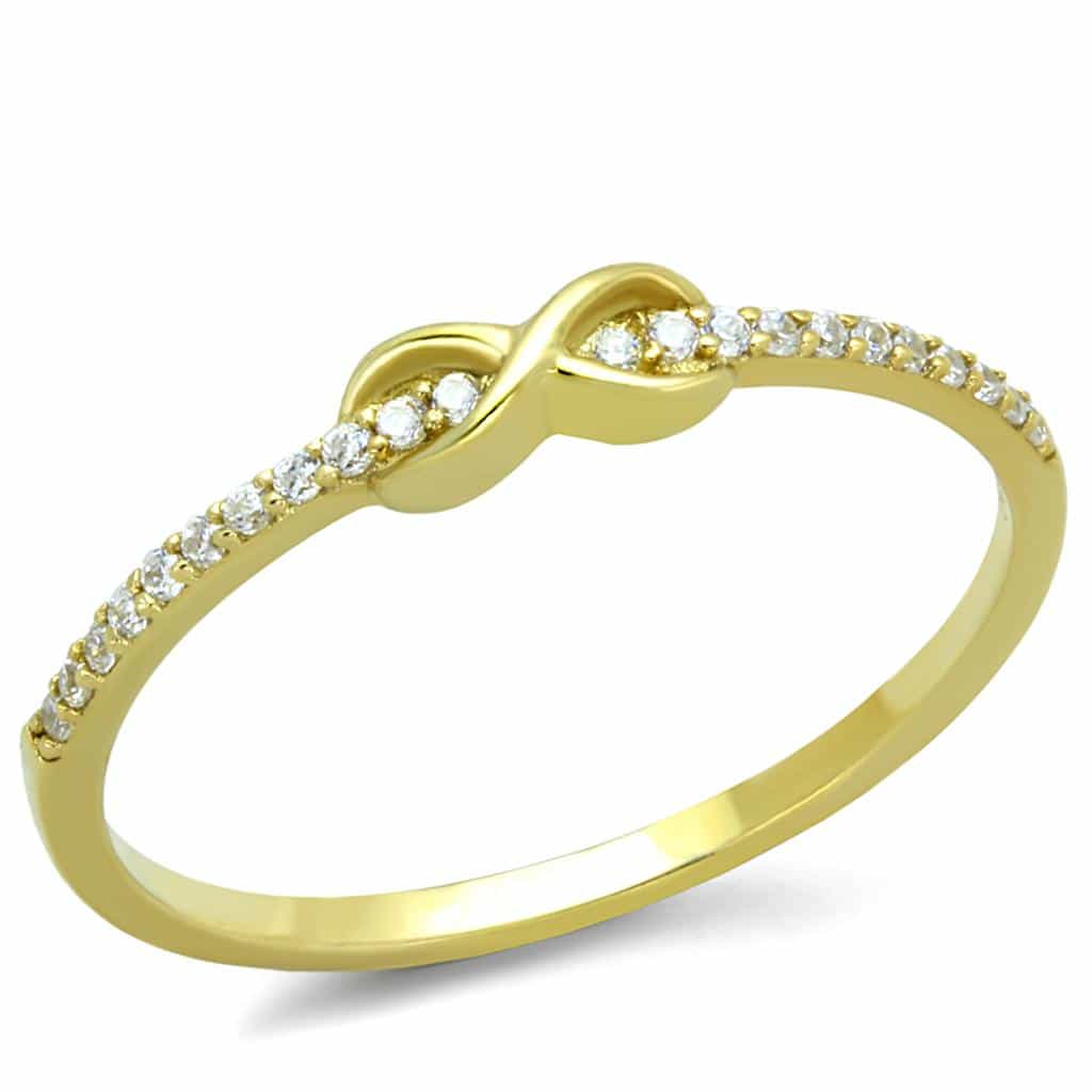 Sterling Silver Gold Two Tone CZ Infinity Knot Thin Ring view 10
