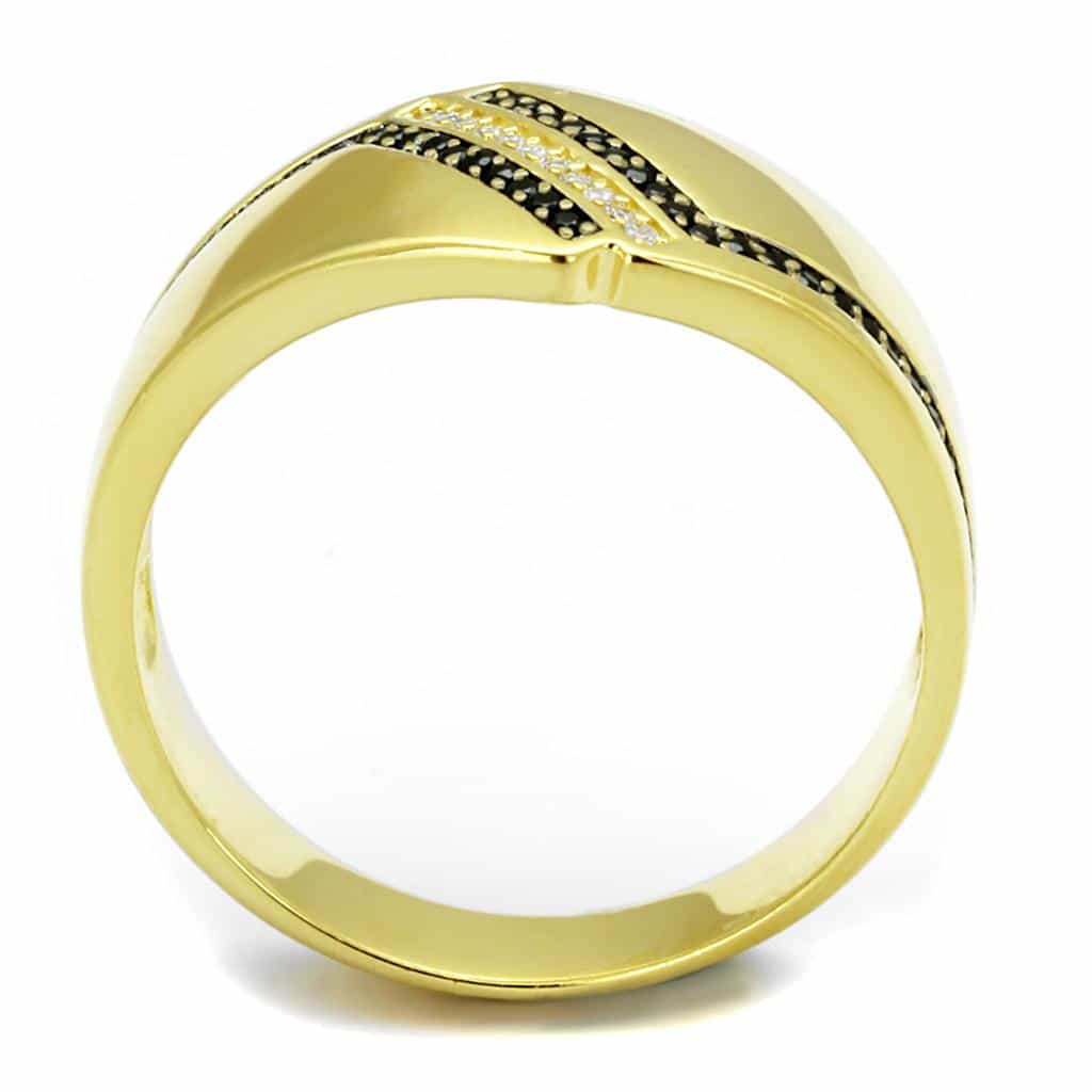 Sterling Silver Gold Two Tone Black CZ Double Row Ring view 6