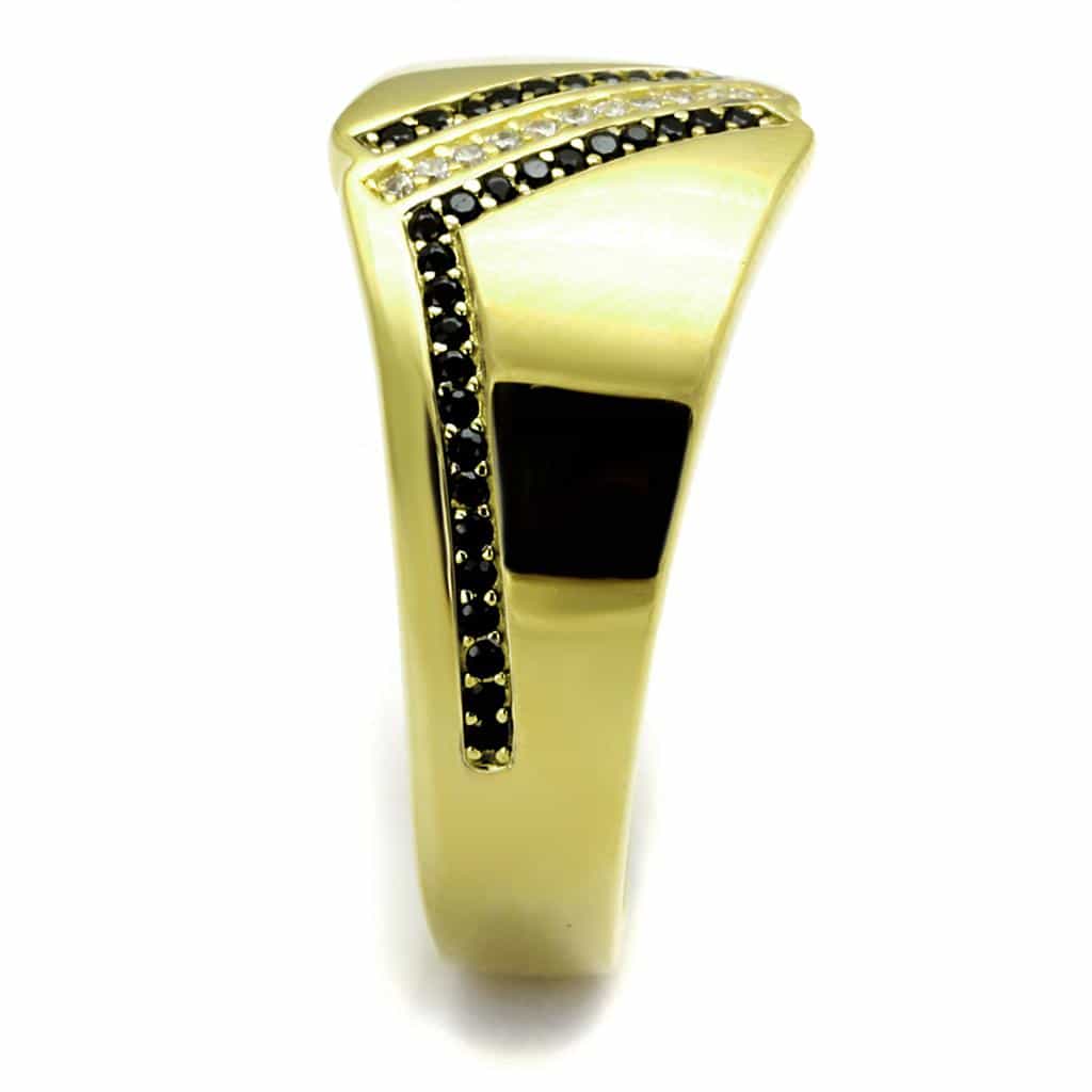 Sterling Silver Gold Two Tone Black CZ Double Row Ring view 8