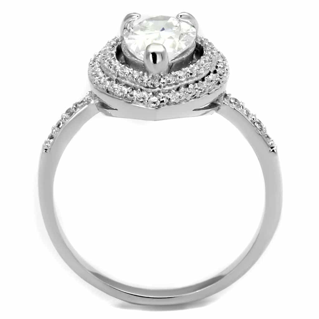 Sterling Silver CZ Pear Large Halo Pave Ring view 6