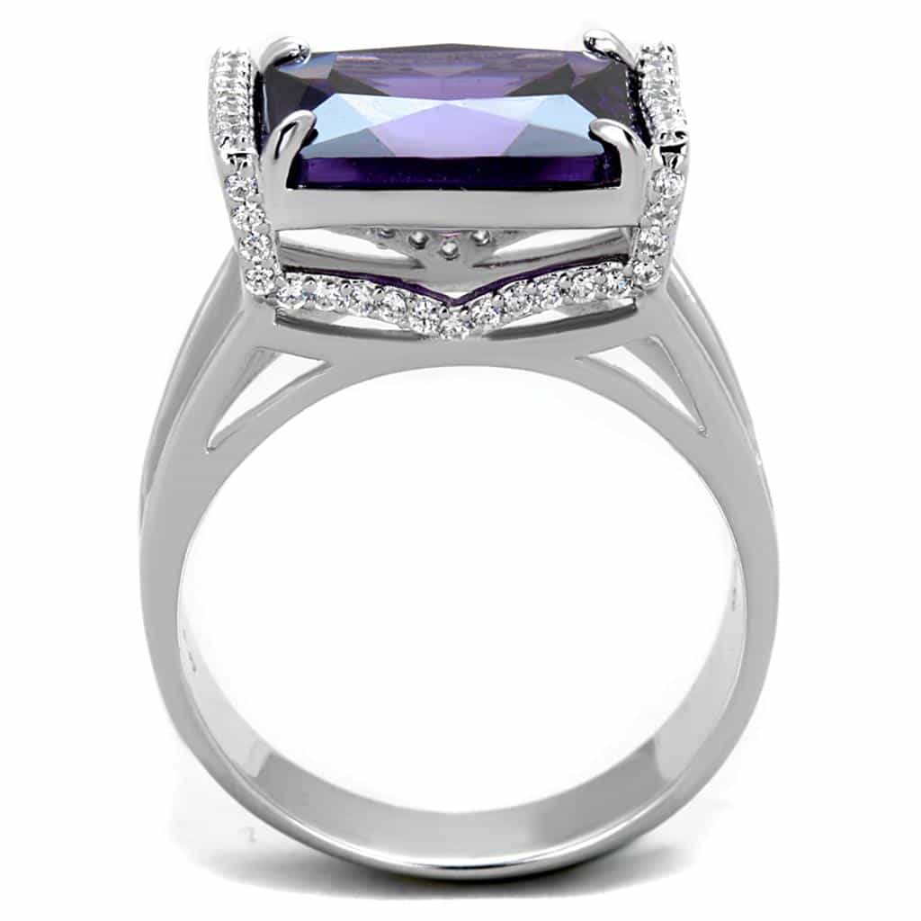Sterling Silver Amethyst Emerald Cut Split Shank Ring view 6