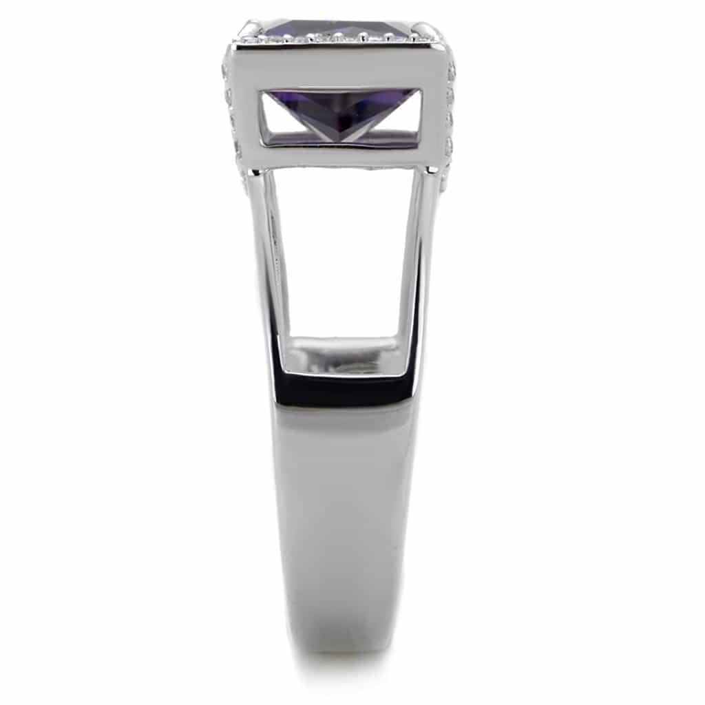 Sterling Silver Amethyst Emerald Cut Split Shank Ring view 8