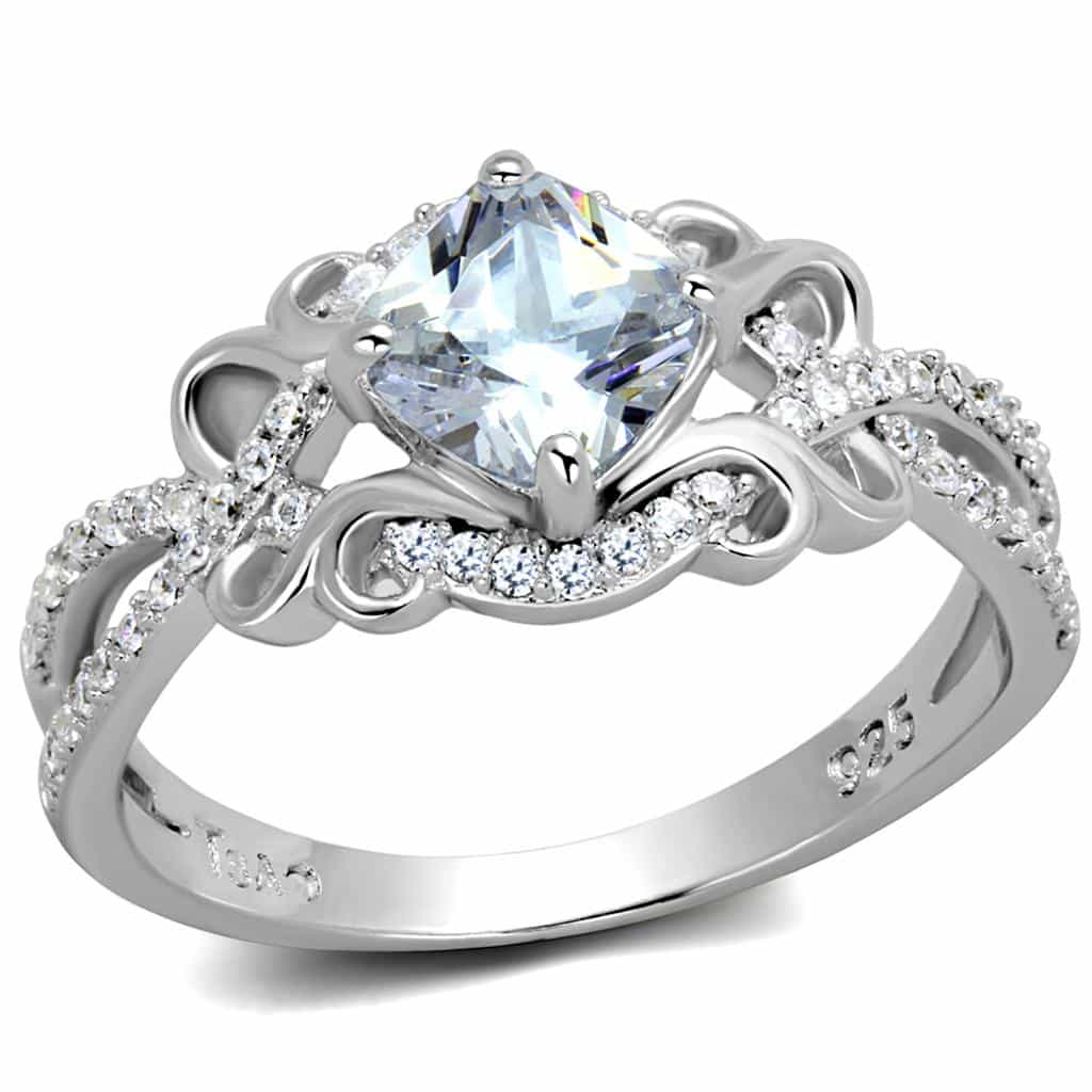 Sterling Silver CZ Princess Crown Filigree Pave Ring view 10