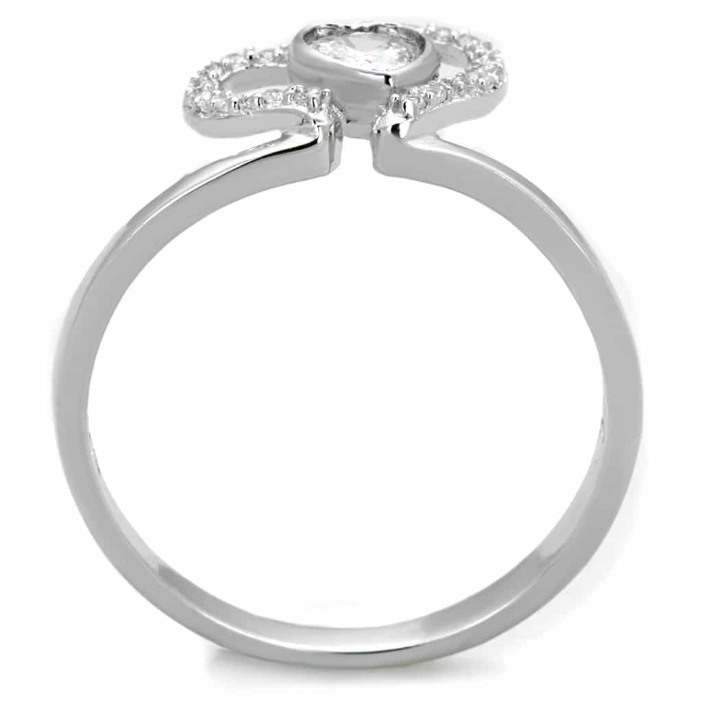 Sterling Silver CZ Double Heart Halo Open Ring view 6