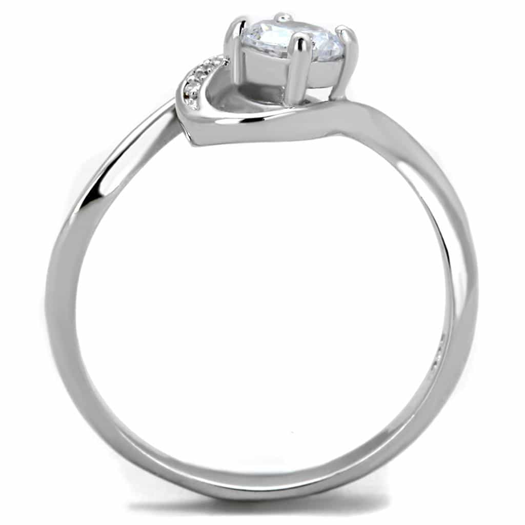 Sterling Silver CZ Round Swirl Bypass Pave Thin Ring view 6