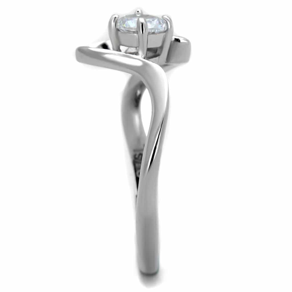 Sterling Silver CZ Round Swirl Bypass Pave Thin Ring view 8