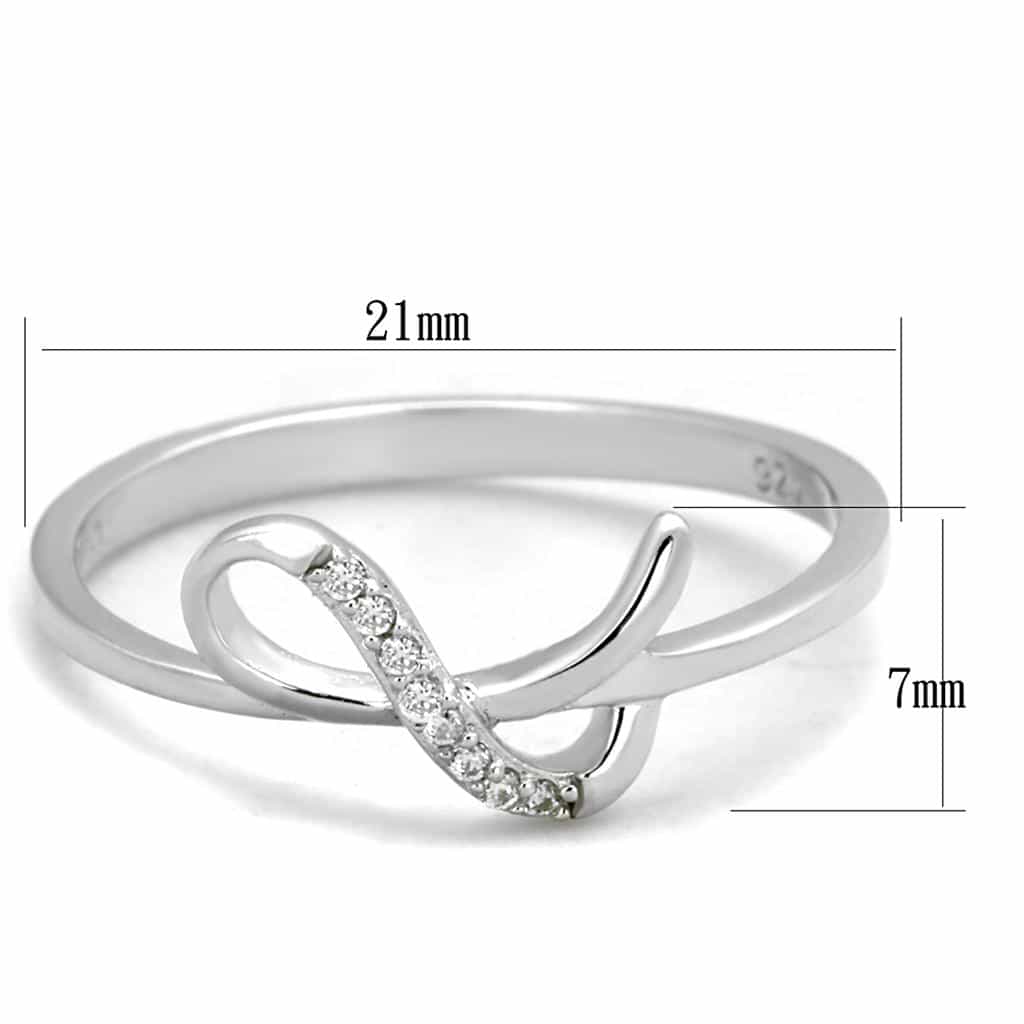 Sterling Silver CZ Infinity Solitaire Pave Thin Ring view 4