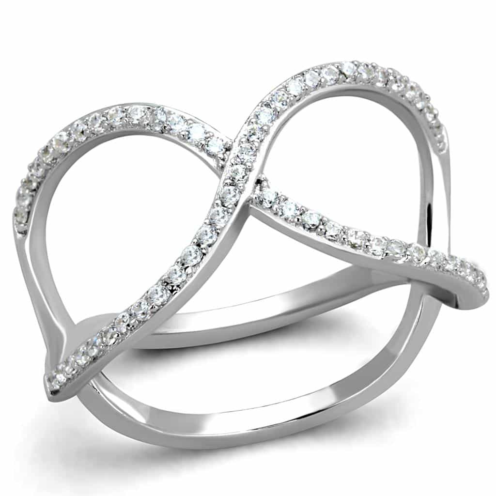 Sterling Silver CZ Pave Infinity Figure Eight Wide Ring view 10