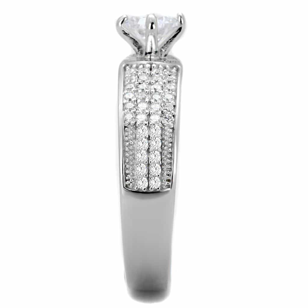 Sterling Silver CZ Round Half Halo Split Shank Pave Ring view 8