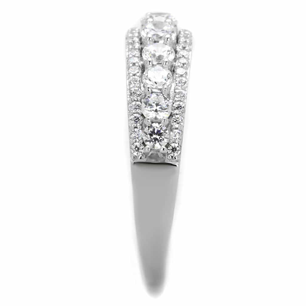 Sterling Silver CZ Round Triple Halo Channel Pave Ring view 8