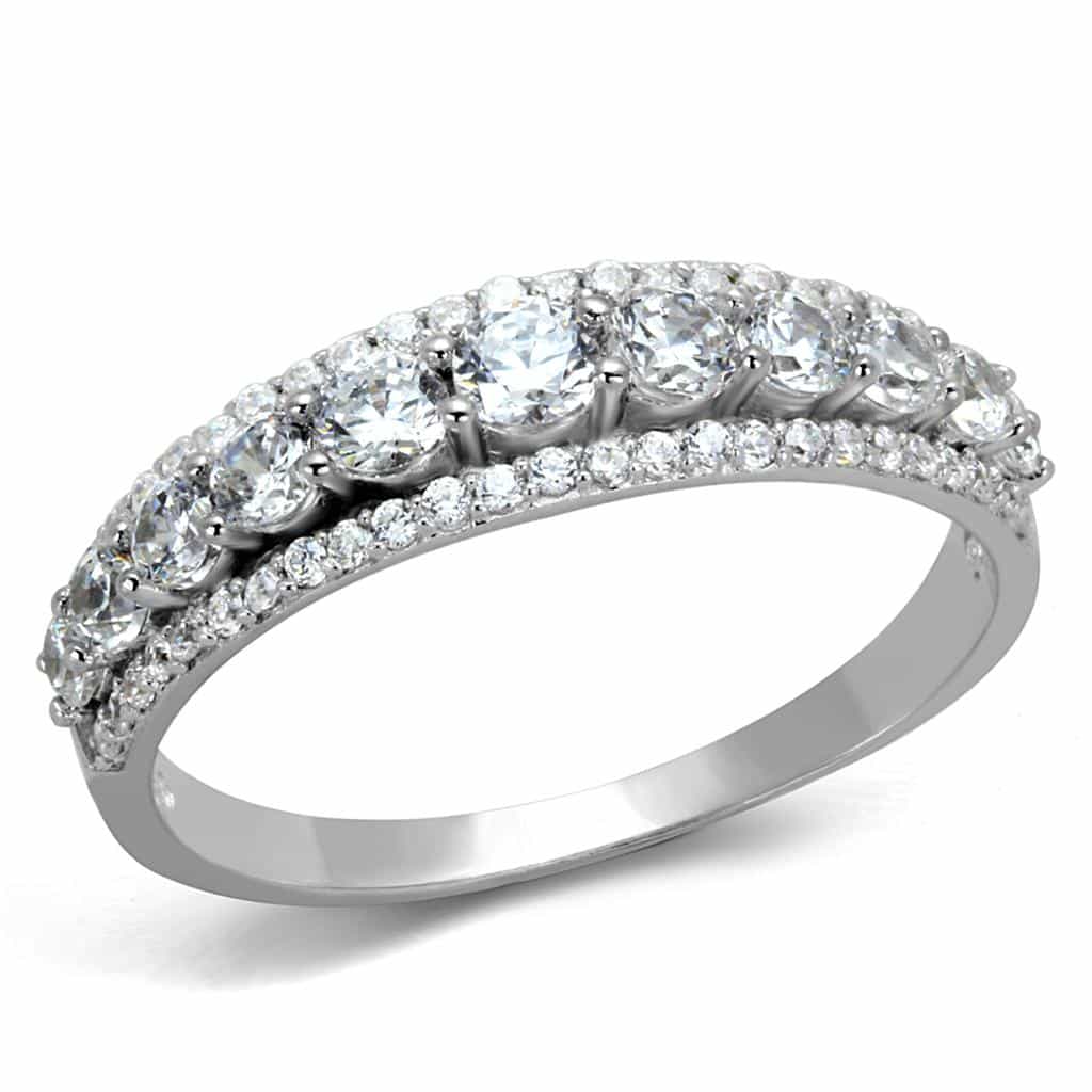 Sterling Silver CZ Round Triple Halo Channel Pave Ring view 10