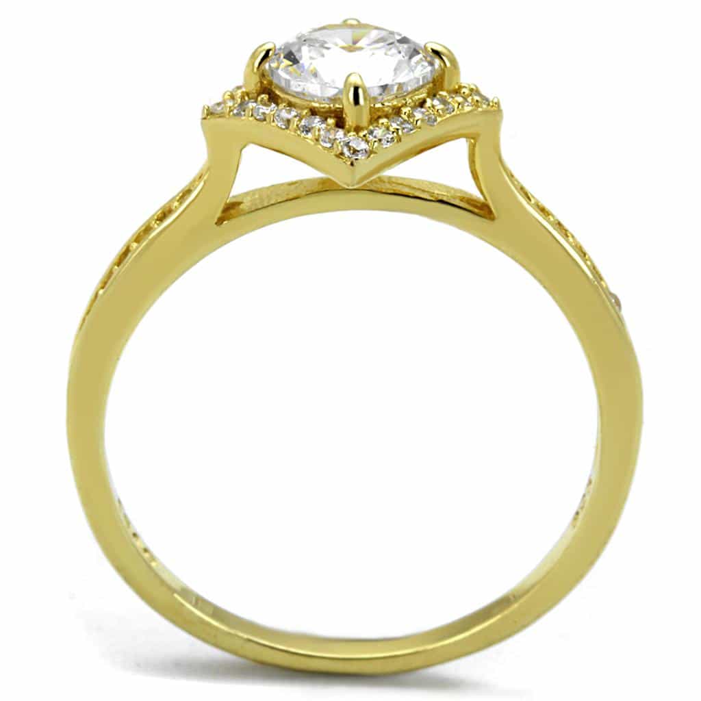 Sterling Silver Gold Two Tone CZ Cushion Halo Pave Ring view 6