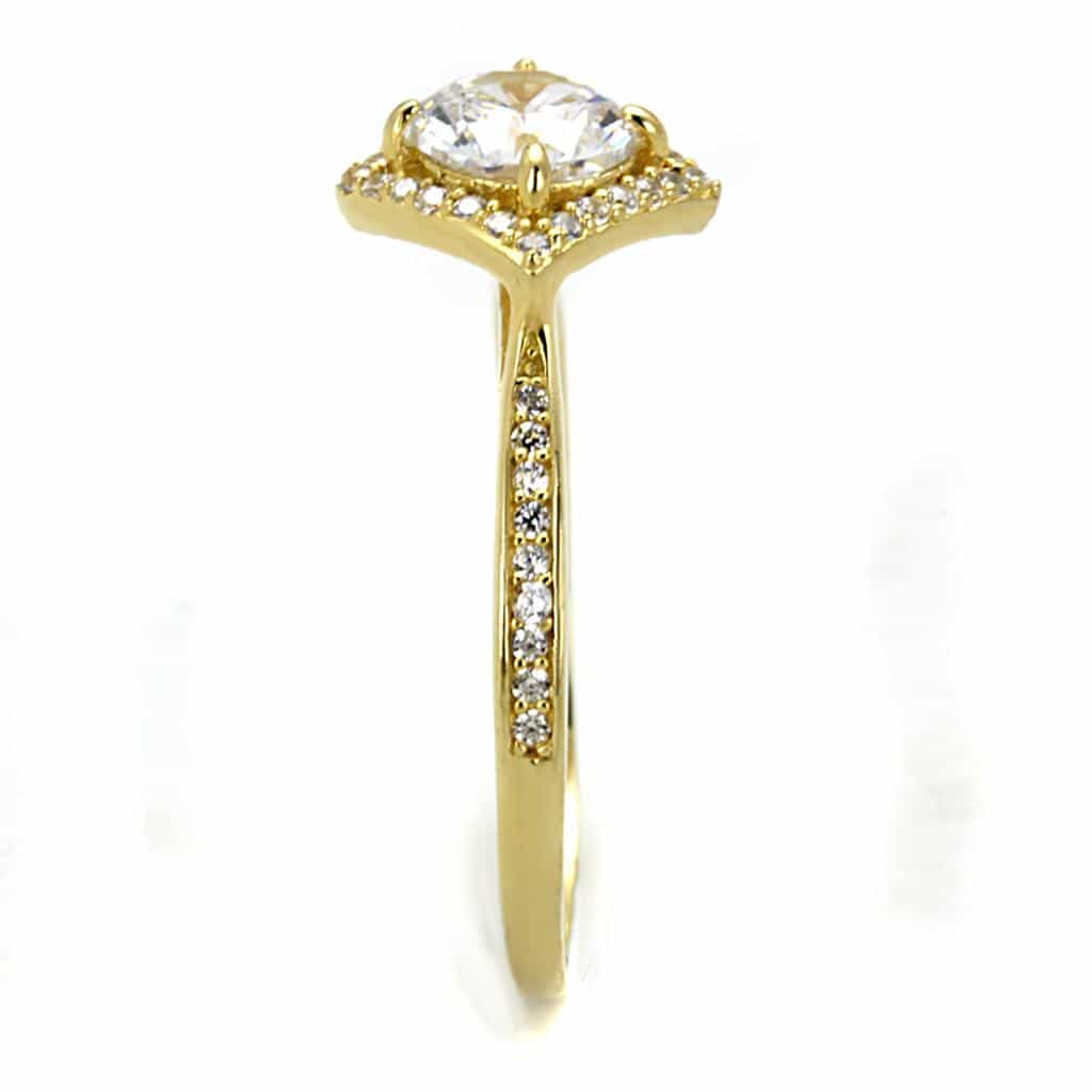 Sterling Silver Gold Two Tone CZ Cushion Halo Pave Ring view 8