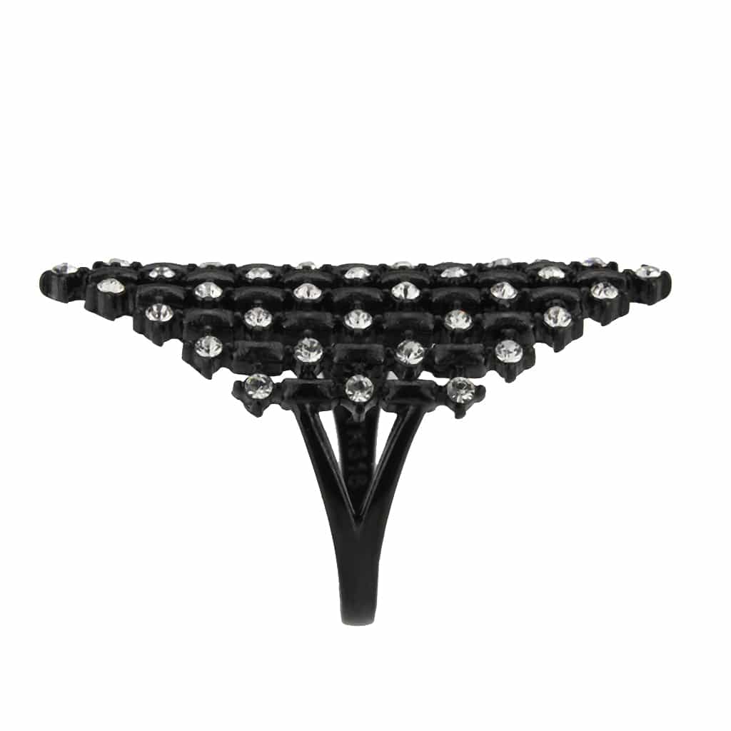 Stainless Steel Dark IP CZ Scattered Pave Teardrop Dome Ring view 10