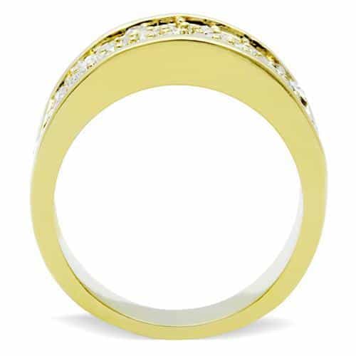 Brass Gold CZ Pave Wide Dome Band Ring view 6
