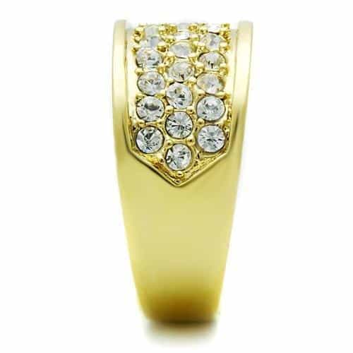 Brass Gold CZ Pave Wide Dome Band Ring view 8