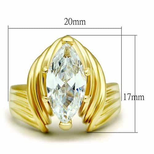 Brass Gold CZ Marquise Double Wing Fluted Cocktail Ring view 4