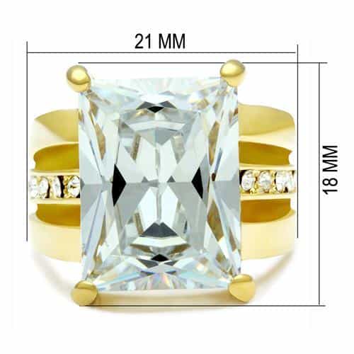 Brass Gold CZ Emerald Cut Large Channel Set Cocktail Ring view 4