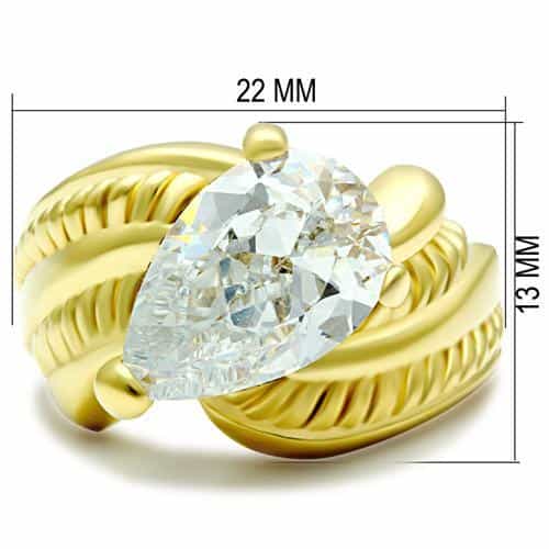 Brass Gold CZ Pear Large Rope Twist Wide Cocktail Ring view 4