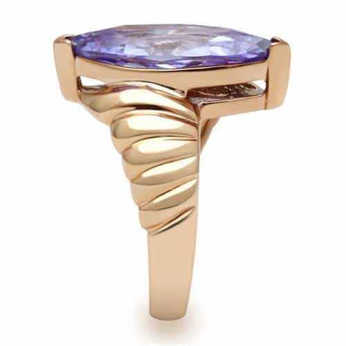 Brass Rose Gold Lavender CZ Marquise Fluted Cocktail Ring view 8