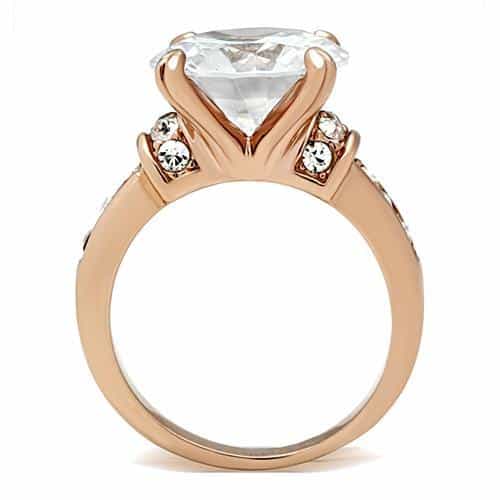 Brass Rose Gold CZ Oval Large Prong Pave Shoulder Ring view 6