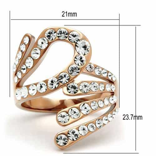 Brass Rose Gold CZ Pave Multi Strand Wave Cocktail Ring view 4