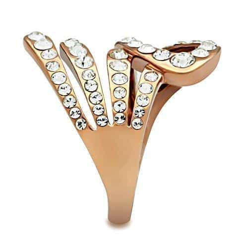 Brass Rose Gold CZ Pave Multi Strand Wave Cocktail Ring view 8