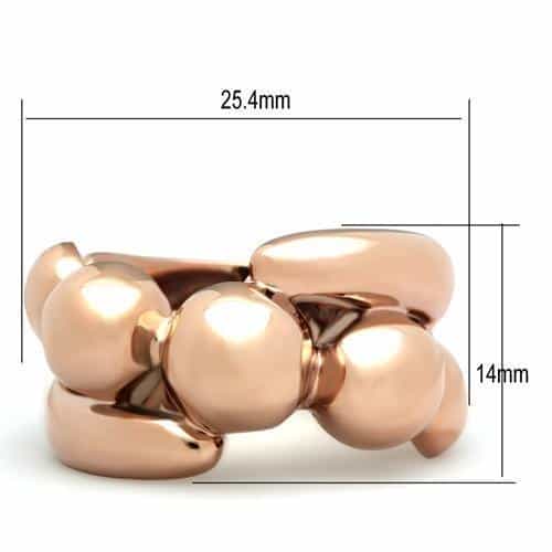 Brass Rose Gold Polished Triple Ball Bubble Band Ring view 4