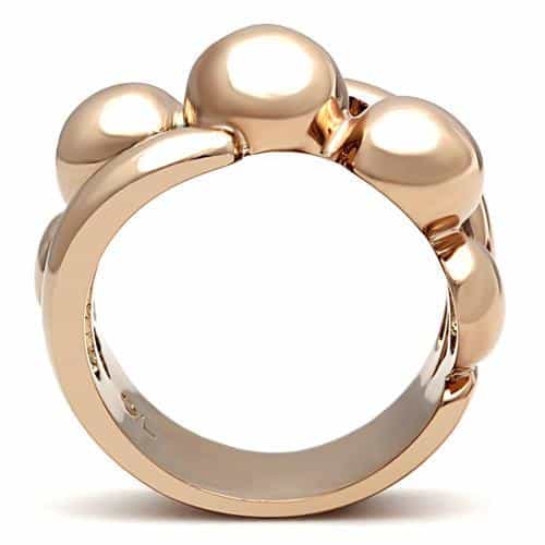 Brass Rose Gold Polished Triple Ball Bubble Band Ring view 6