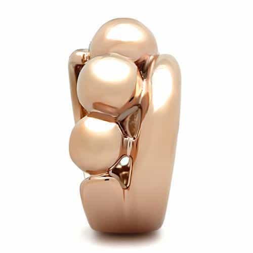 Brass Rose Gold Polished Triple Ball Bubble Band Ring view 8