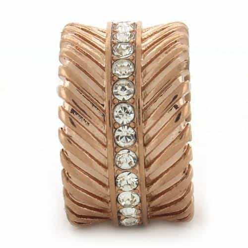 Brass Rose Gold CZ Pave Cable Twist Wide Band Ring view 6