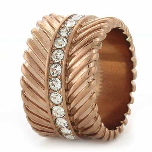 Brass Rose Gold CZ Pave Cable Twist Wide Band Ring view 8