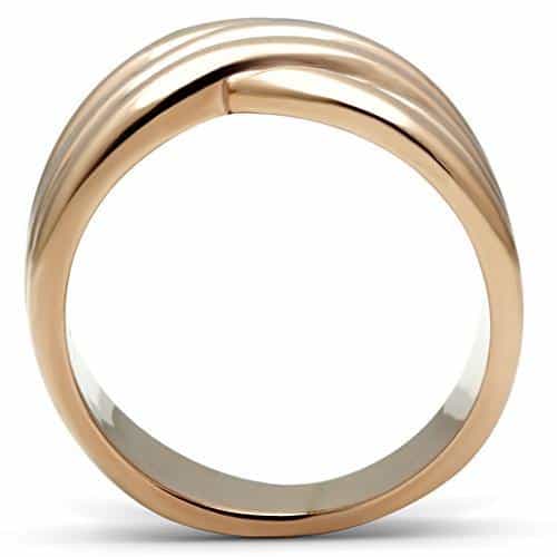 Brass Rose Gold Polished Wide Crossover Twist Band Ring view 6