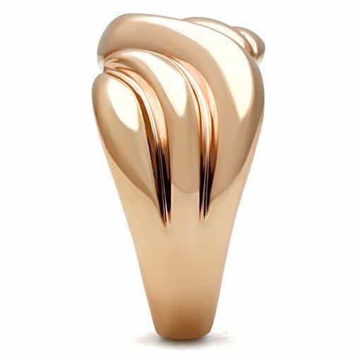 Brass Rose Gold Polished Sculpted Split Wave Dome Ring view 8