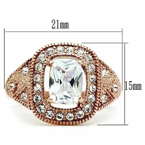 Brass Rose Gold CZ Cushion Pave Ornate Halo Cocktail Ring view 4