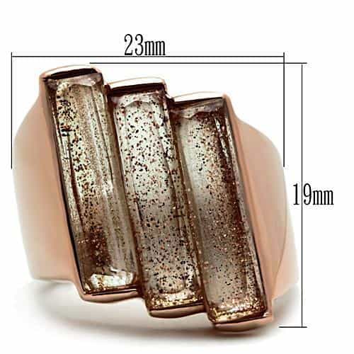 Brass Rose Gold Triple Gold Glitter Bar Signet Ring view 4