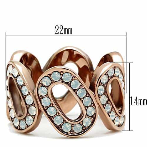 Brass Rose Gold Opal CZ Pave Open LOVE Letter Cocktail Ring view 4