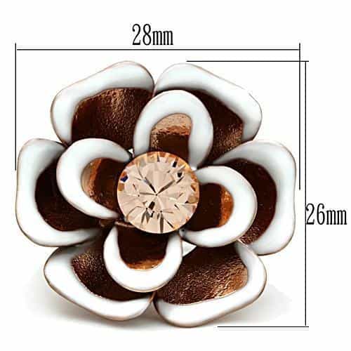 Brass Rose Gold CZ Pave 3D Rose Flower Cocktail Ring view 4