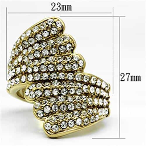 Brass Gold CZ Pave Chevron V Point Wide Cocktail Ring view 4