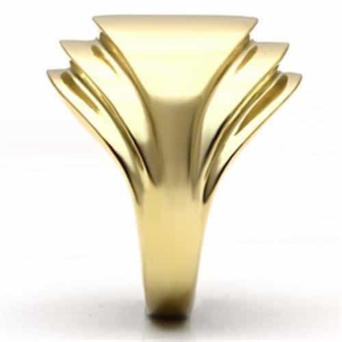 Brass Gold Polished Stripe Grooved Wide Dome Ring view 8