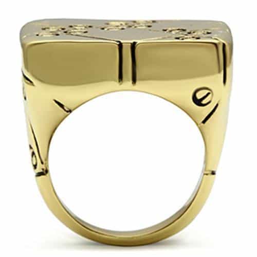 Brass Gold Polished Domino Dice Cube Signet Ring view 6