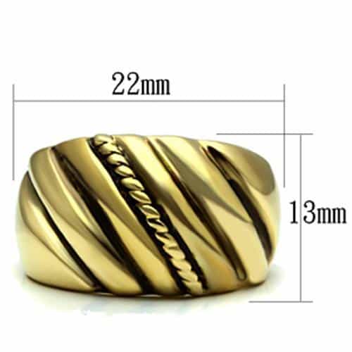 Brass Gold Polished Rope Twist Stripe Wide Band Ring view 4