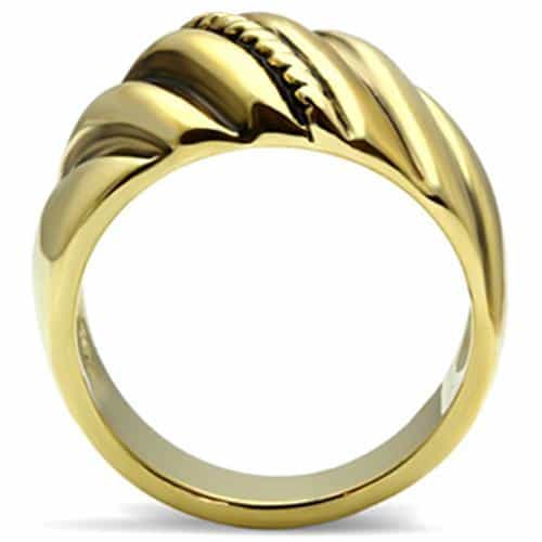 Brass Gold Polished Rope Twist Stripe Wide Band Ring view 6