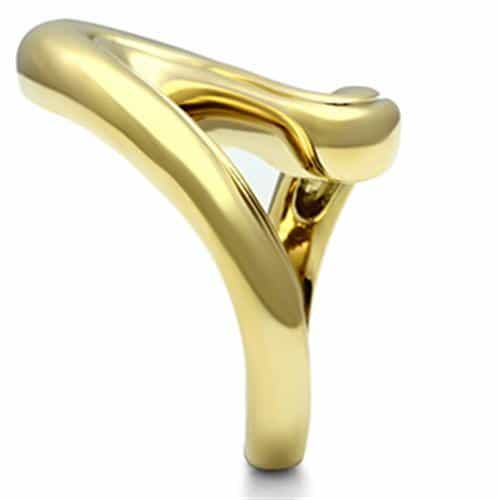 Brass Gold Polished Sculpted Paisley Drop Open Ring view 8