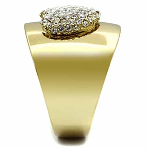 Brass Gold CZ Pave Heart Wide Dome Cocktail Ring GL293 view 8