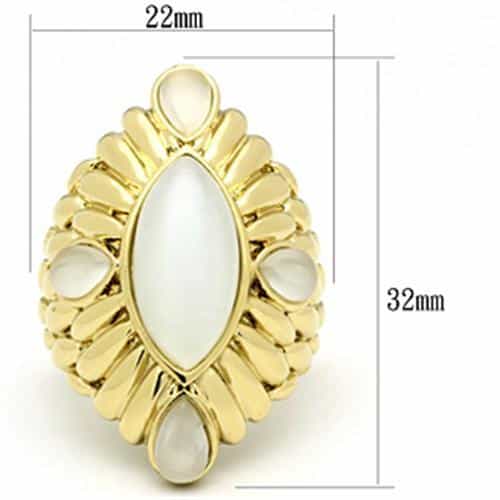 Brass Gold Cat Eye Opal Marquise Sunburst Petal Cocktail Ring view 4